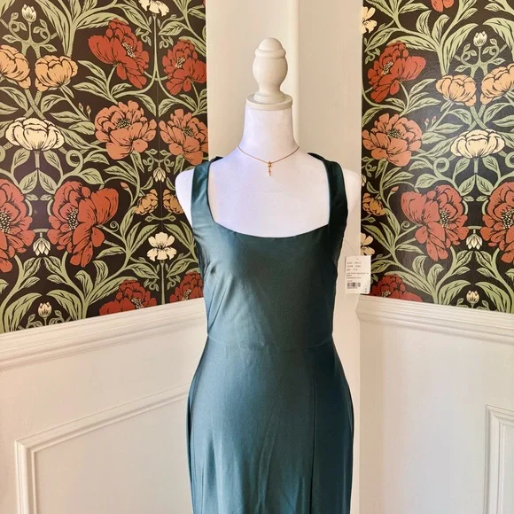 Bridesmaid Square Neck Bustier Dress w Slit 🐍 - Picture 2 of 8